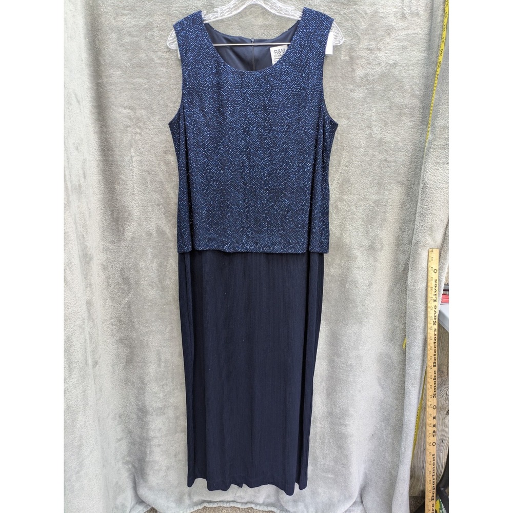 R & M Richards‎ Women's Evening Dress 14 Blue Sparkle Formal Wedding Gown